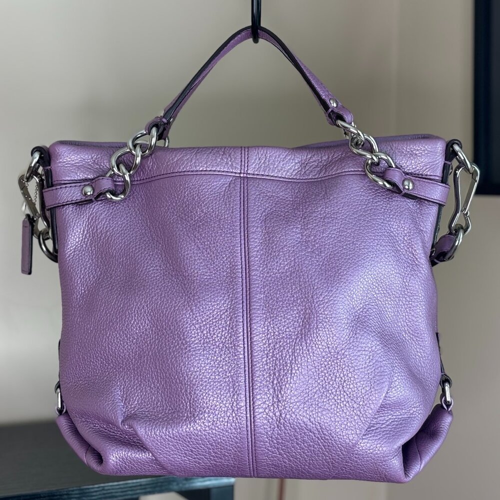 Coach Brooke Convertible Purple Soft Pebbled Leather Hobo/Shoulder Bag - Picture 2 of 16